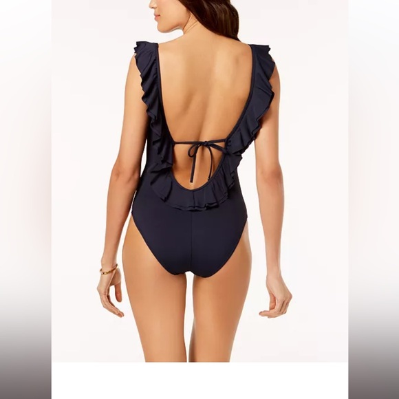 Orange Michael Kors ruffled scoop-back one-piece - Picture 2 of 5